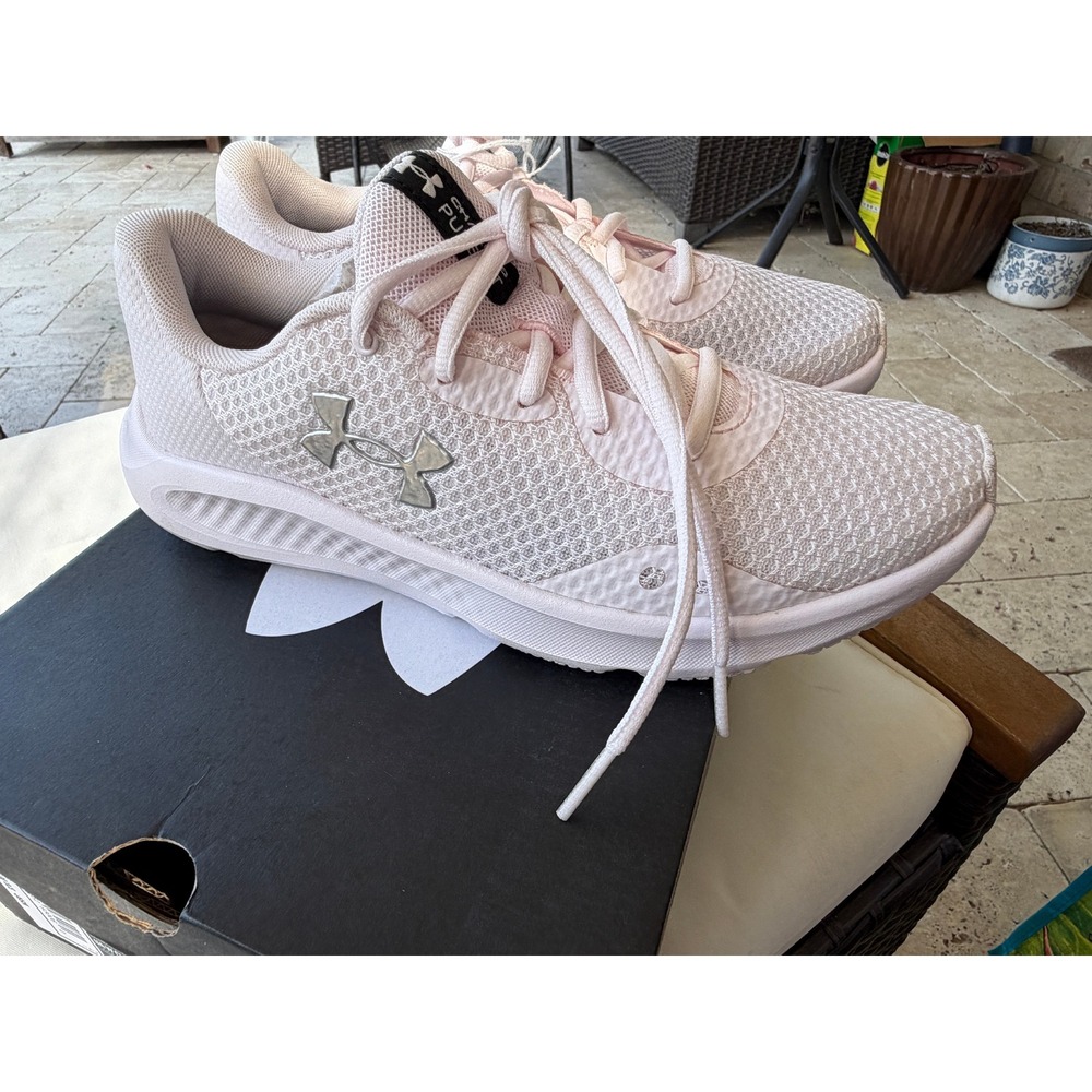 Under Armour Charged Pursuit 2 Pink Silver Mesh Running Shoes Sneakers